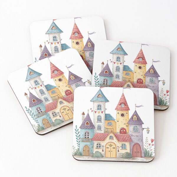 Item preview, A0746 Pastel Cozy Neighborhood – Warm & Charming Street View Digital Illustration for Home Decor & POD Products designed and sold by angieart68.