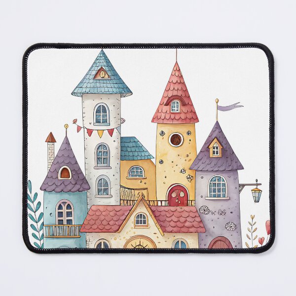 Item preview, A0746 Pastel Cozy Neighborhood – Warm & Charming Street View Digital Illustration for Home Decor & POD Products designed and sold by angieart68.
