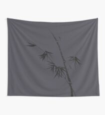 Exquisite artistic design in oriental Japanese Zen style of bamboo stalk on dark space gray background art print Wall Tapestry