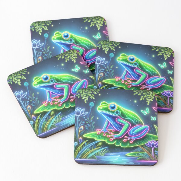 Item preview, Fluorescent Frog – Bursts of Magic in the Water designed and sold by AmigosFurEver.