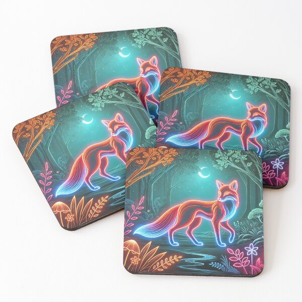 Item preview, Neon Fox – Night Guardian of an Enchanted Forest designed and sold by AmigosFurEver.