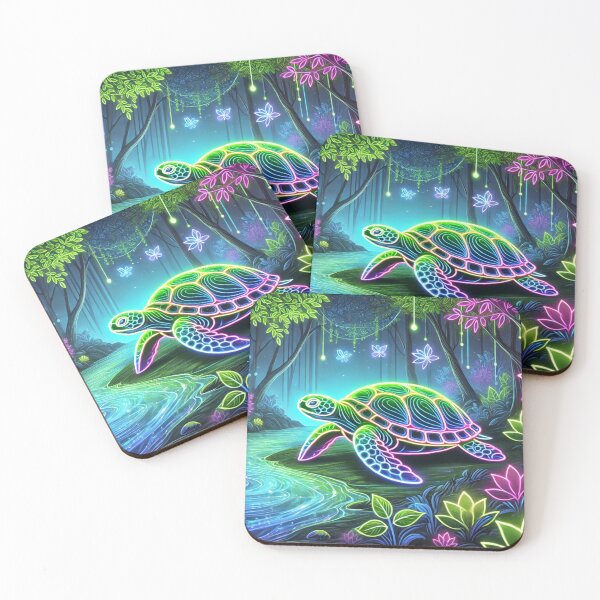 Item preview, Fluorescent Turtle – Spiritual Journey under the Lights of the Forest designed and sold by AmigosFurEver.