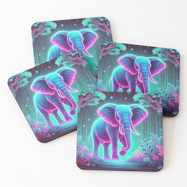 Item preview, Mystical Neon Elephant – Journey to the Heart of a Dreamlike Jungle designed and sold by AmigosFurEver.