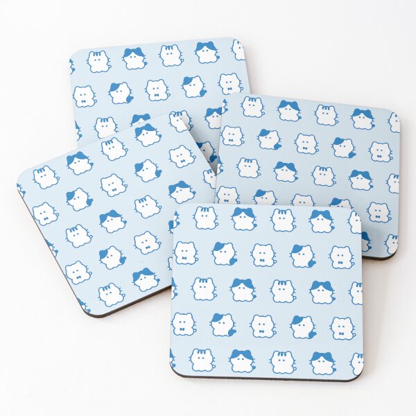 Item preview, Whisker Cats Pattern / Aqua Blue designed and sold by Yuru Pals.