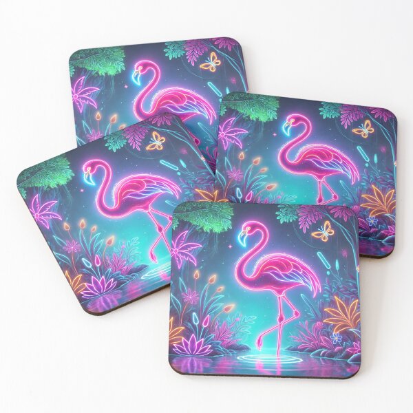 Item preview, Neon Flamingo – Tropical Elegance in Fluorescent Light designed and sold by AmigosFurEver.