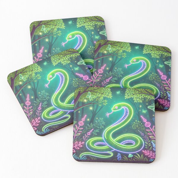 Item preview, Neon Serpent – The Mystical Light of the Woodland Predator designed and sold by AmigosFurEver.