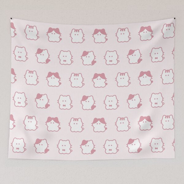 Item preview, Whisker Cats Pattern / Dull Pink designed and sold by Yuru Pals.