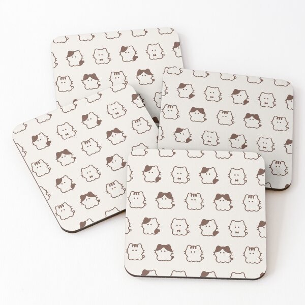 Item preview, Whisker Cats Pattern / Beige  designed and sold by Yuru Pals.