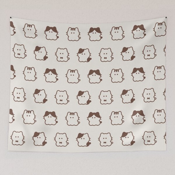 Item preview, Whisker Cats Pattern / Beige  designed and sold by Yuru Pals.