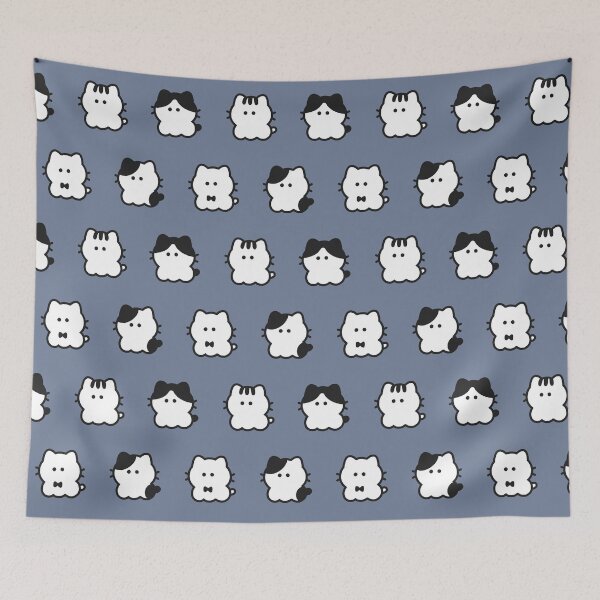 Item preview, Whisker Cats Pattern / Gray Blue designed and sold by Yuru Pals.