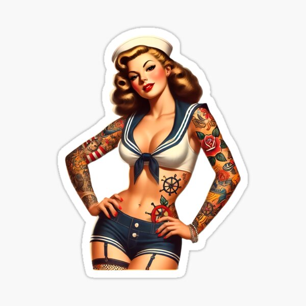 Item preview, Vintage Sexy Tattooed Sailor Pin-up designed and sold by PinUpPizzazz.