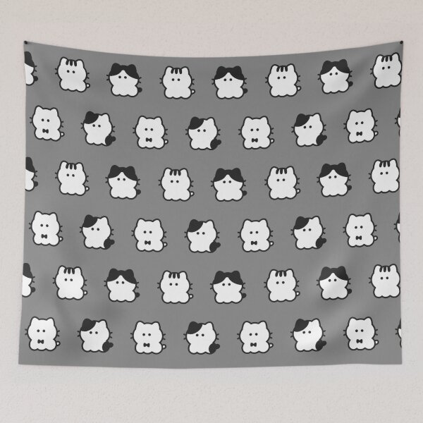 Item preview, Whisker Cats Pattern / Gray Black designed and sold by Yuru Pals.