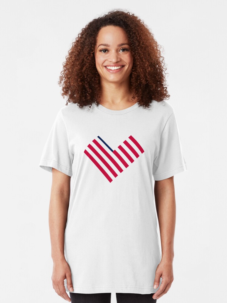 Alternate view of Heart Flag logomark, Ev'ry Heart Beats True Slim Fit T-Shirt