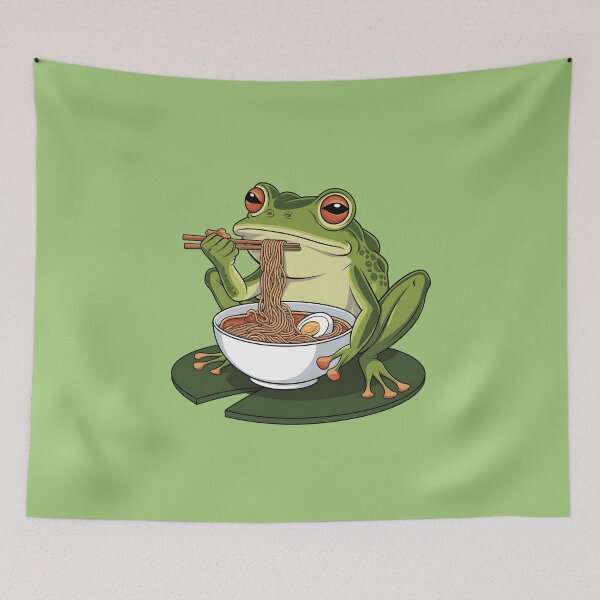 Item preview, Frog is eating Ramen designed and sold by trendspatterns.