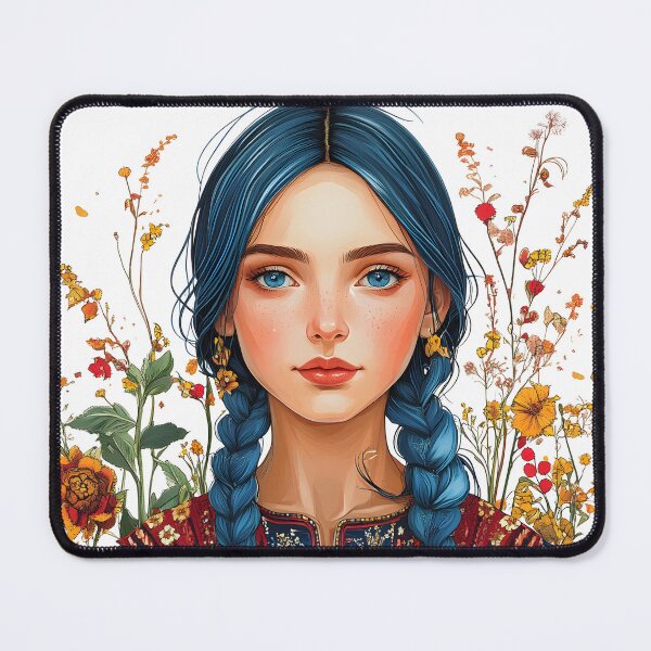 Item preview, Girl with Blue Hair Surrounded by Sunflowers designed and sold by Artessie.