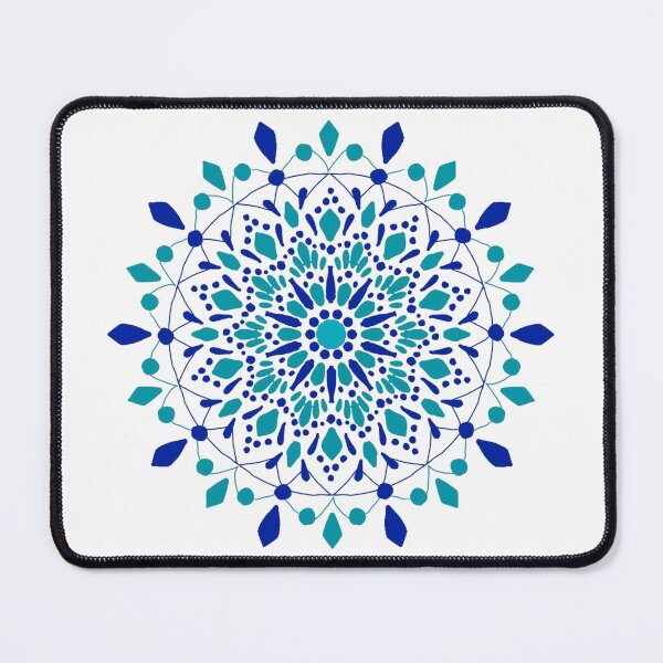 Item preview, Blue Diamond Dotted Floral Mandala Sacred Geometric Art designed and sold by cosmiccircles01.