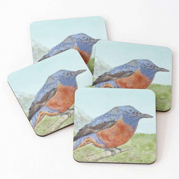 Item preview, An adorable blue bird and a volcano mountain. designed and sold by greenPQBstudio.