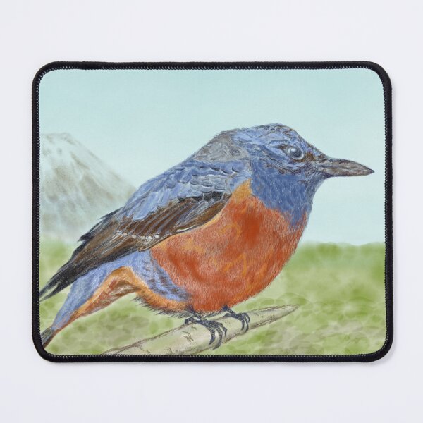 Item preview, An adorable blue bird and a volcano mountain. designed and sold by greenPQBstudio.