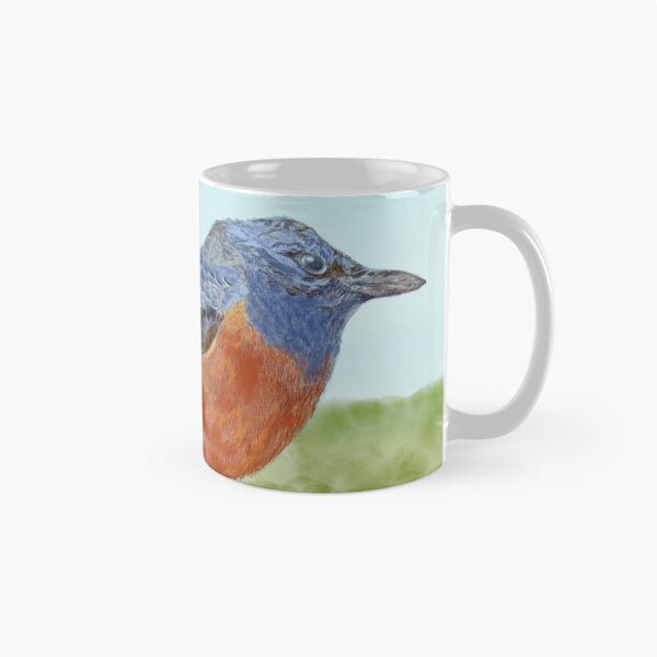 Item preview, An adorable blue bird and a volcano mountain. designed and sold by greenPQBstudio.