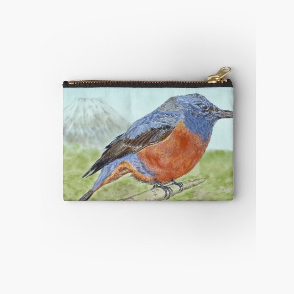 Item preview, An adorable blue bird and a volcano mountain. designed and sold by greenPQBstudio.