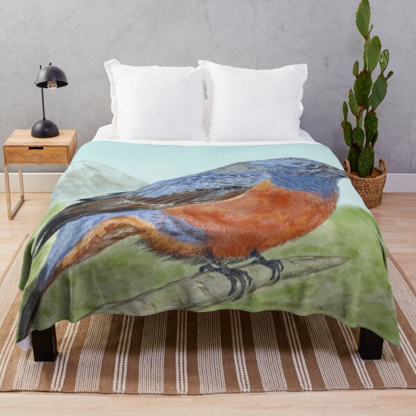 Item preview, An adorable blue bird and a volcano mountain. designed and sold by greenPQBstudio.