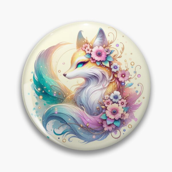 Item preview, Mystical Fox with Pastel Floral Decorations designed and sold by 2ndSketch.