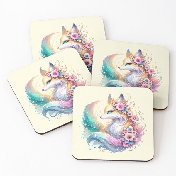 Item preview, Mystical Fox with Pastel Floral Decorations designed and sold by 2ndSketch.