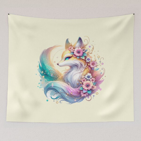 Item preview, Mystical Fox with Pastel Floral Decorations designed and sold by 2ndSketch.