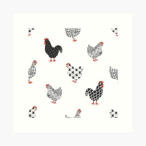 Item preview, Hand draw Scandinavian chicken, hens, roosters birds designed and sold by GorXena.