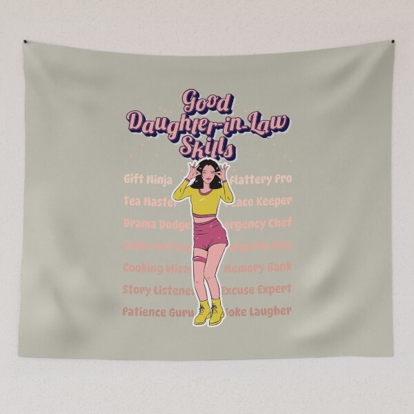 Item preview, Good Daughter-in-Law Skills Smiling Girl Winking in Bright Colors designed and sold by SplashTastic.