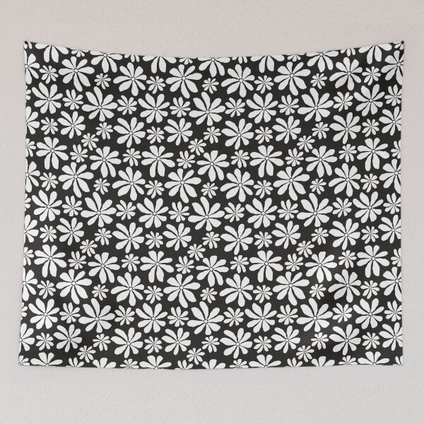 Item preview, Retro Groovy mid century flower, black and white floral designed and sold by GorXena.