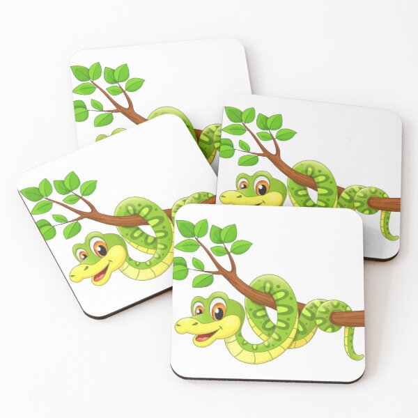 Item preview, Green Python Cartoon – Hanging Around Nature | Happy Snake | Wildlife | Cute Tree Snake Adventure | Jungle Vibes | Funny Cartoon Animal Smiling Green Snake with Branch designed and sold by Kaivinaikadhaigal.