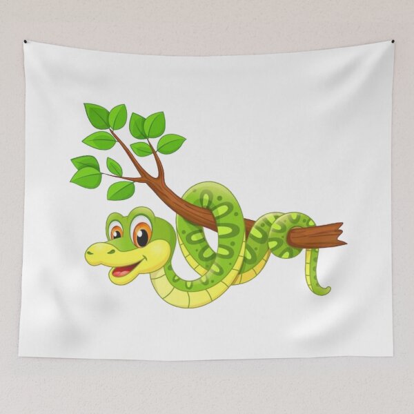 Item preview, Green Python Cartoon – Hanging Around Nature | Happy Snake | Wildlife | Cute Tree Snake Adventure | Jungle Vibes | Funny Cartoon Animal Smiling Green Snake with Branch designed and sold by Kaivinaikadhaigal.