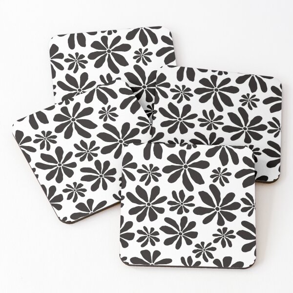 Item preview, Retro Groovy mid century flower, black and white floral designed and sold by GorXena.
