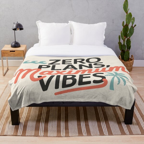 Item preview, Zero Plans, Maximum Vibes, Minimalist Summer Vibes, Bold Typography Design, Tropical Paradise Wave Illustration, Carefree Lifestyle Art Print designed and sold by Kintsugi99.