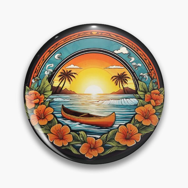 Item preview, Wooden Canoe at Sunset with Hawaii Orchids designed and sold by NautiChic.