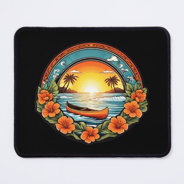 Item preview, Wooden Canoe at Sunset with Hawaii Orchids designed and sold by NautiChic.