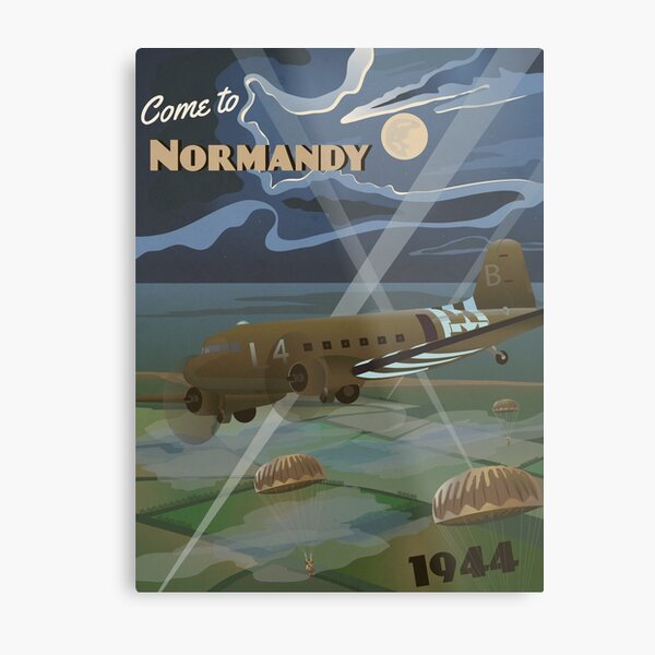 Normandy 1944 "D-Day Travel Poster" Metal Print