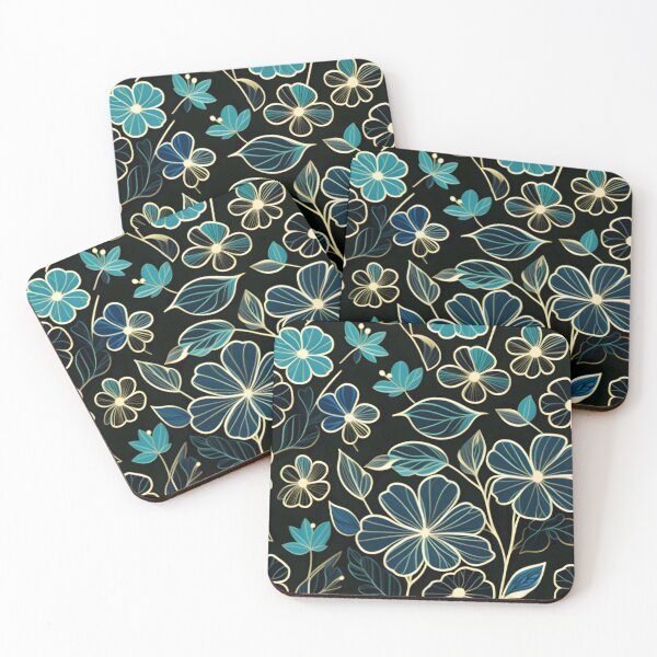 Item preview, Sophisticated Indigo, Navy, and Gold Floral Motif with Teal Accents designed and sold by Juliette Ozkalfayan.