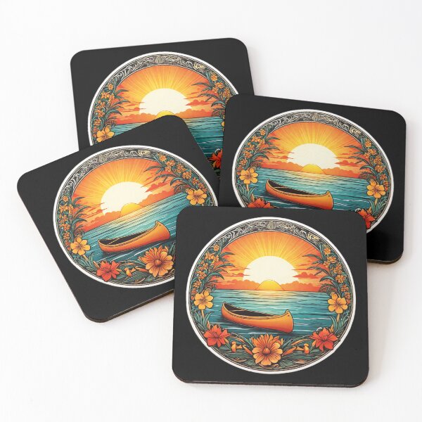Item preview, Summertime Canoe at Sunset with Hawaiian Orchids designed and sold by NautiChic.