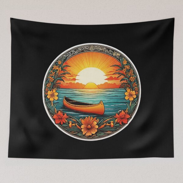 Item preview, Summertime Canoe at Sunset with Hawaiian Orchids designed and sold by NautiChic.