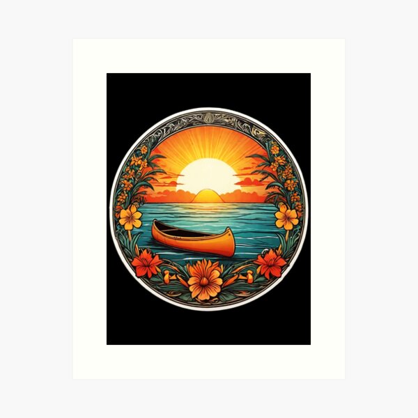 Item preview, Summertime Canoe at Sunset with Hawaiian Orchids designed and sold by NautiChic.