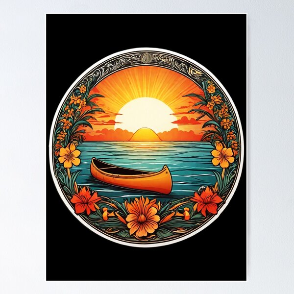Item preview, Summertime Canoe at Sunset with Hawaiian Orchids designed and sold by NautiChic.