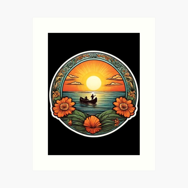 Item preview, Hawaii Canoers at Sunset by The Ocean with Orchids designed and sold by NautiChic.
