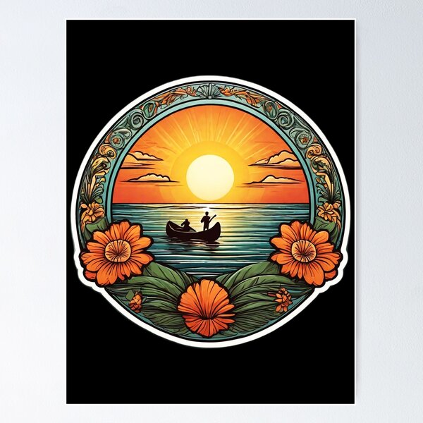 Item preview, Hawaii Canoers at Sunset by The Ocean with Orchids designed and sold by NautiChic.