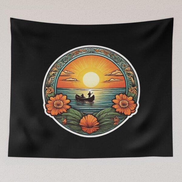 Item preview, Hawaii Canoers at Sunset by The Ocean with Orchids designed and sold by NautiChic.