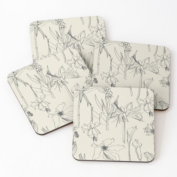 Item preview, Elegant seamless pattern with hand drawn line garden and tropical flowers.  designed and sold by MatyKotiv.