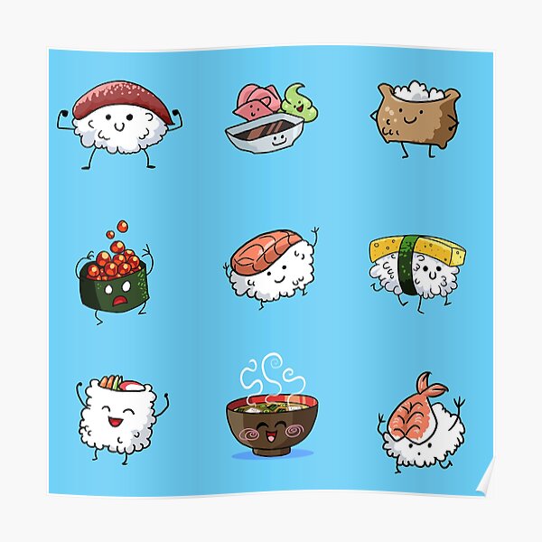 Sushi Pals (Blue) Poster