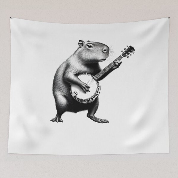 Item preview, Capybara Playing Banjo Banjoist Banjo Player designed and sold by Kimberley King Art  King Art.