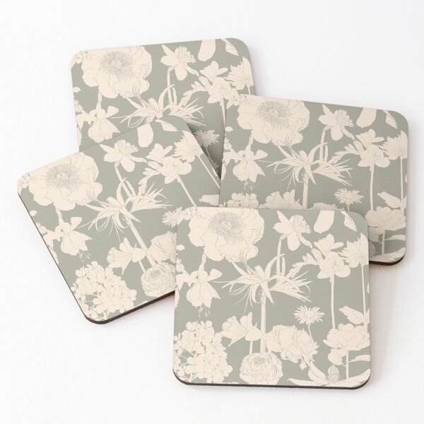 Item preview, Elegant seamless pattern with hand drawn line garden and tropical flowers.  designed and sold by MatyKotiv.